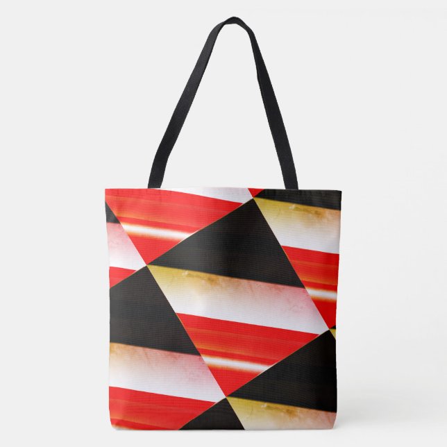 Tote Bag tirage abstrait MODERNE en noir-blanc-rouge-jaune (Devant)