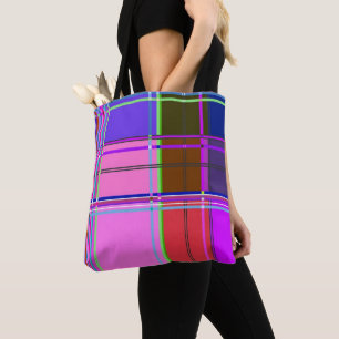 Tote Bag Tissu à carreaux rose motif Madras
