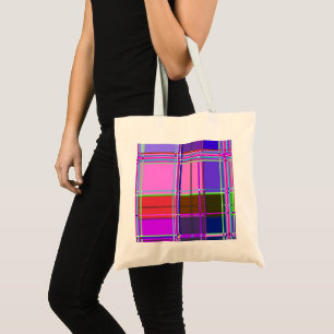 Tote Bag Tissu à carreaux rose motif Madras