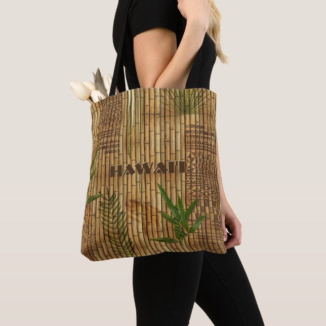 Tote Bag Tissu en bambou Tapa avec votre texte (De près)