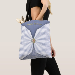 Tote Bag Tissu Illusion de Bijou Bleu Poussiéreux Personnal