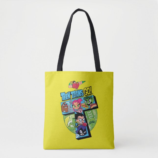Tote Bag Titans Ados, allez ! | Collage de la tour Titans (Devant)