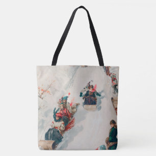 Tote Bag "Tobogganing", Chromolithographie, Louis Prang & C