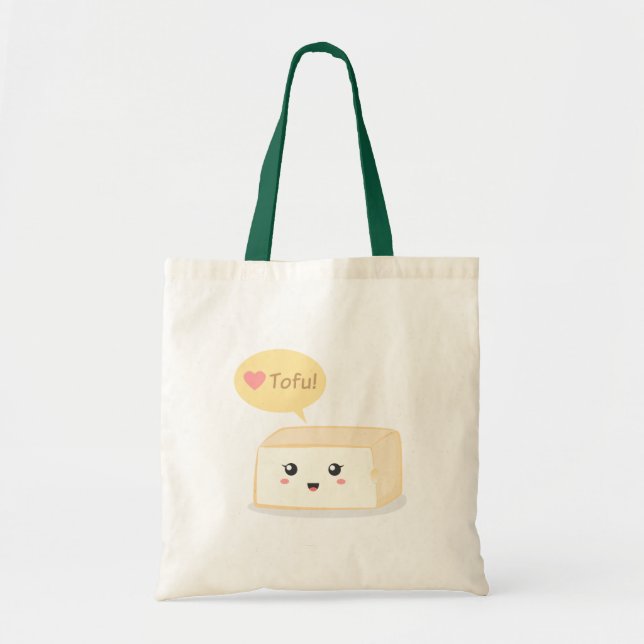 Tote Bag Tofu de Kawaii demandant à des personnes d'aimer (Devant)