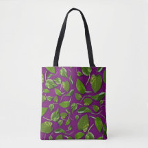 Toile botanique violette et verte fourre-tout 