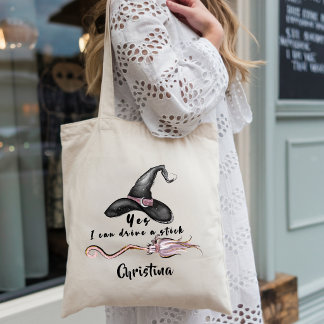 Tote Bag Toile Citation de Sorcière Drôle Oui Je Peux Condu