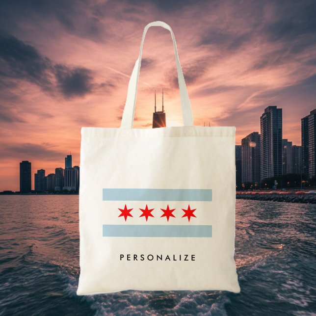 Tote Bag Toile de coutume de drapeau de Chicago (Chicago flag tote bag)