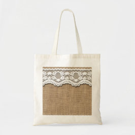 Tote Bag Toile de jute et dentelle rustiques
