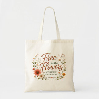 Tote Bag Toile graphique bohème «Libre comme les fleurs» 