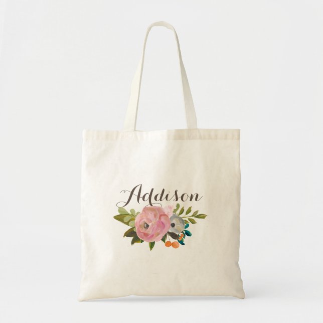 Tote Bag Toile personnalisée florale peinte Fourre-tout de (Devant)
