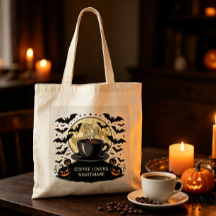 Tote Bag Toile personnalisée pour amateur de café Halloween