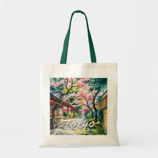 Tote Bag Tokyo Cerisier Fleur Aquarelle Japon Traditionnel 