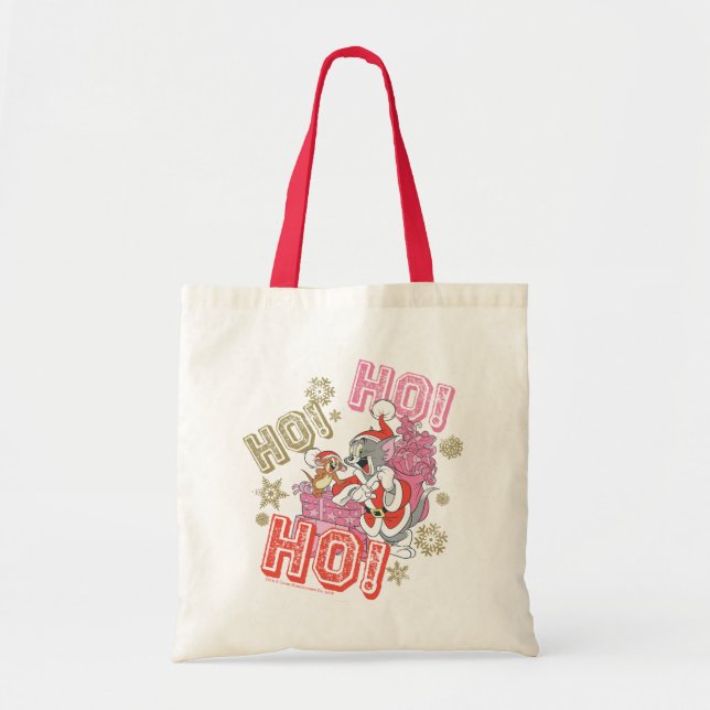 Tote Bag Tom et Jerry "Ho ! Ho ! Ho !" Livraison de cadeaux (Devant)