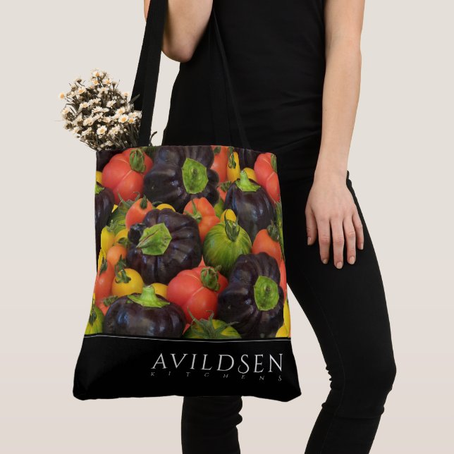 Tote Bag Tomate colorée et poivre violet Bell Medley (De près)