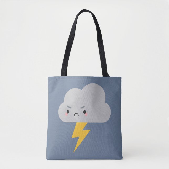 Tote Bag Tonnerre de Kawaii et nuage de foudre (Devant)