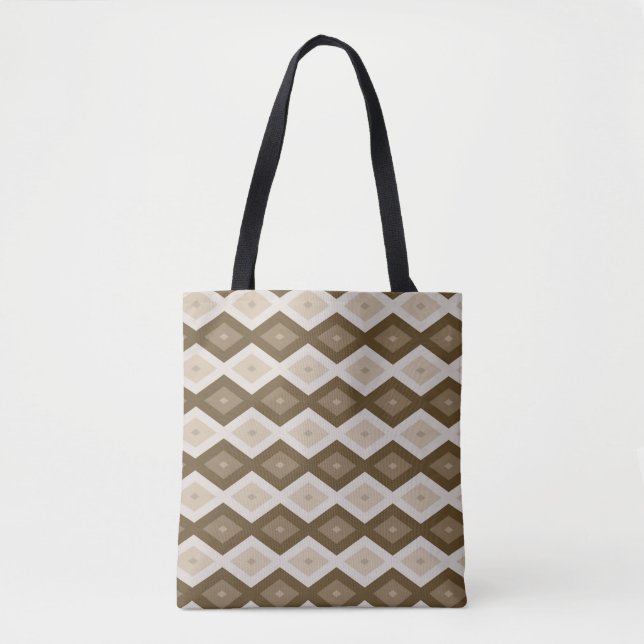 Tote Bag Tons de motif diamant brun (Devant)