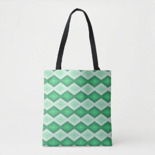 Tote Bag Tons de motif diamant vert