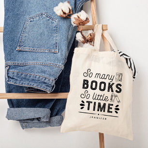 Tote Bag Too Many Books Editable Color Personalized
