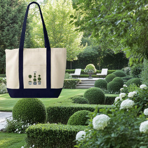 Tote Bag Topiary Tree Monogramme Contraste Couleur Toile