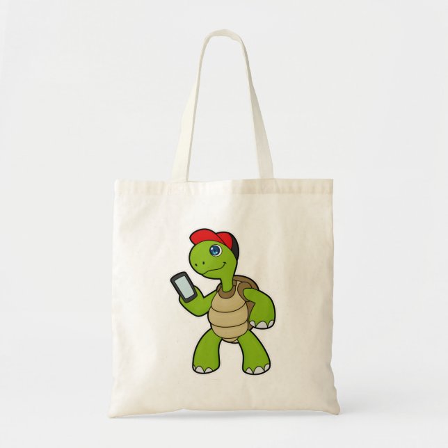 Tote Bag Tortue avec téléphone et Casquette (Devant)