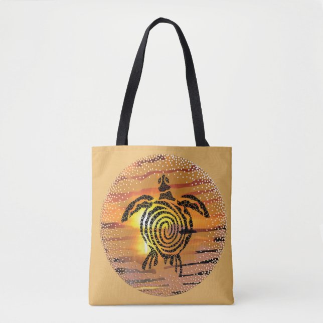 Tote Bag Tortue marine du coucher de soleil exotique (Devant)