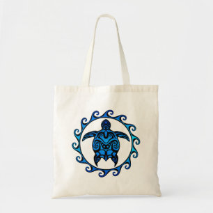 Tote Bag Tortue tribale bleue Sun