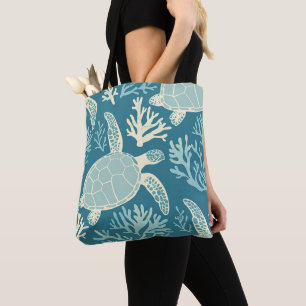 Tote Bag Tortues bleues dans une barrière de corail