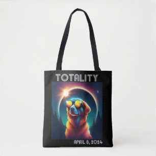 Tote Bag Totalité Éclipse solaire Avril 8 2024 Chien drôle