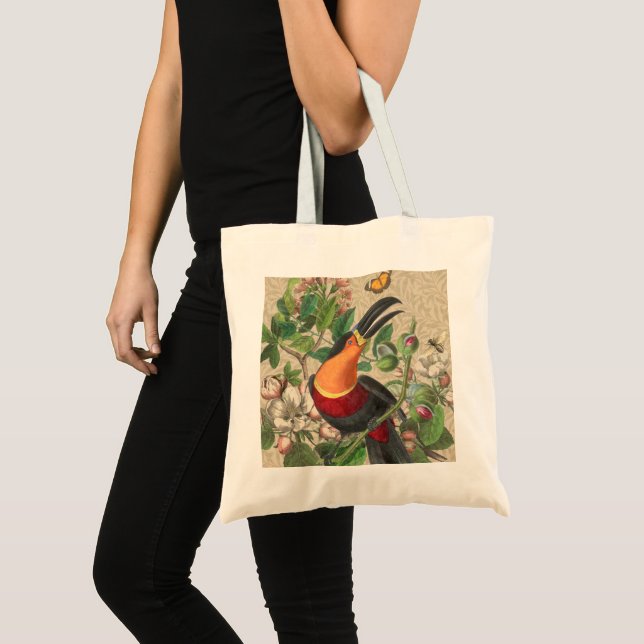 Tote Bag Toucan Jungle Tropical Bird Belle antique (Devant (produit))