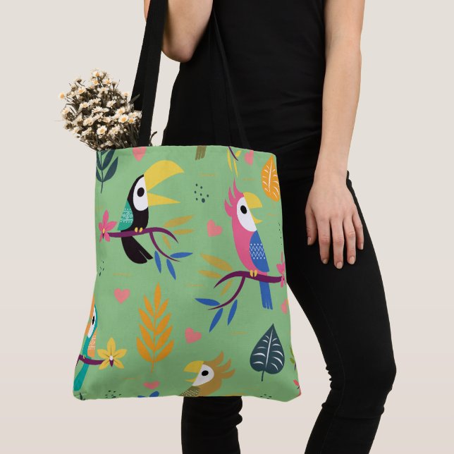 Tote Bag Toucans et perroquets (De près)