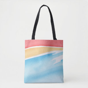 Tote Bag Touches d'aquarelle rouges oranges et bleues Cool