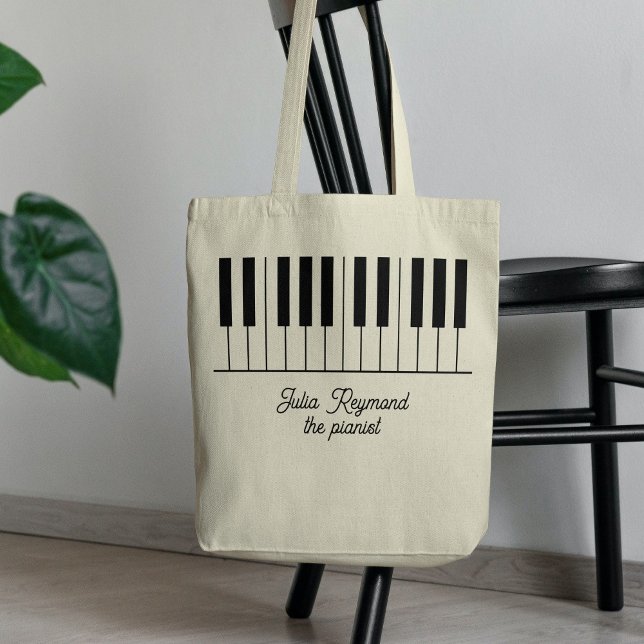 Tote Bag Touches de piano avec nom de l'enseignant de musiq (Créateur téléchargé)