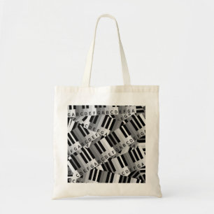 Tote Bag Touches de piano noir et blanc