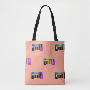 Tote Bag Touches de piano noir et blanc pêche  