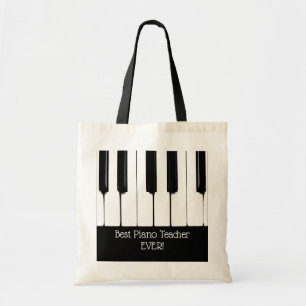 Tote Bag Touches de piano noir et blanc personnalisées