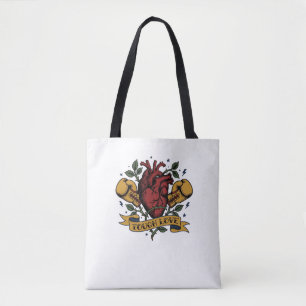Tote Bag Tough Love Boxeuse Tatouage de cœur Rose Flash For