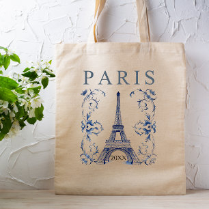 Tote Bag Tour Eiffel de Paris Bleu de Delft