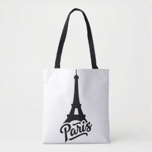 Tote Bag Tour Eiffel de Paris (France) en noir