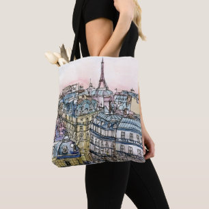 Tote Bag Tour Eiffel et Paris d'aquarelle des destinations