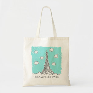 Tote Bag Tour Eiffel Illustration texte personnalisé totes