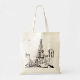 Tote Bag Tour Eiffel Paris France Illustration en encre de 