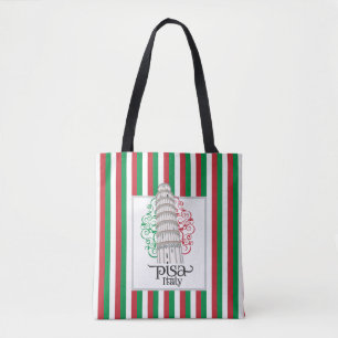 Tote Bag Tour emblématique de Pise avec motif floral