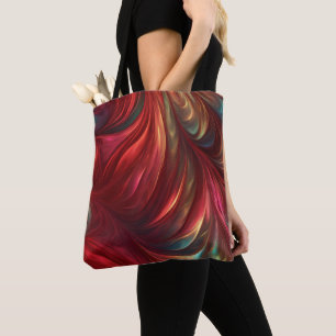 Tote Bag Tourbillon Abstrait rouge Iridescente