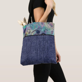 Tote Bag Tourbillons et denim violets et bleus