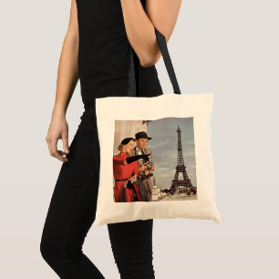 Tote Bag Touristes vintage à la Tour Eiffel, vacances à Par