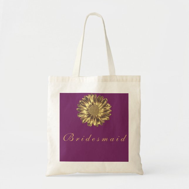 Tote Bag Tournesol doré violet Nom personnalisé Monogramme (Devant)