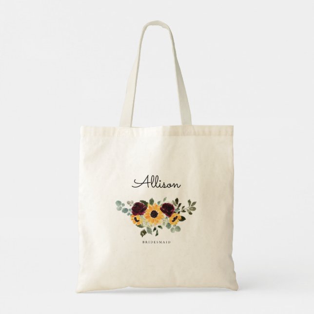 Tote Bag Tournesol et Mariage Rose Bridesmaid  (Dos)