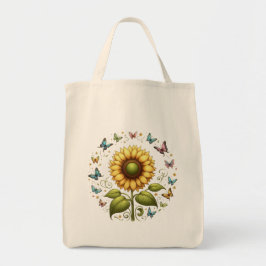 Tote Bag Tournesol et papillons