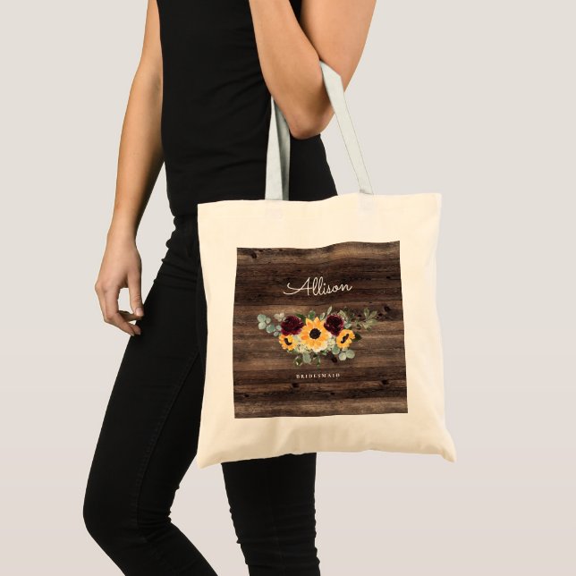 Tote Bag Tournesol et Rose Rustique Mariage Bridesmaid (Devant (produit))