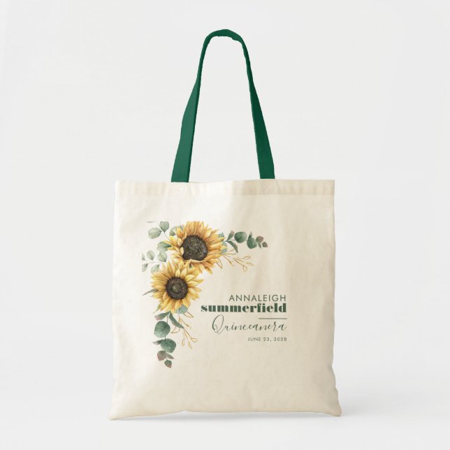 Tote Bag Tournesol Eucalyptus Quinceanera 15e anniversaire (Devant)